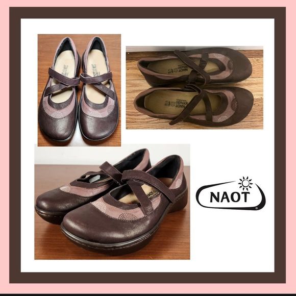 NAOT Shell Collection Lagos Mauve and Brown Mary Jane Style Shoes Size 39 - Picture 1 of 13